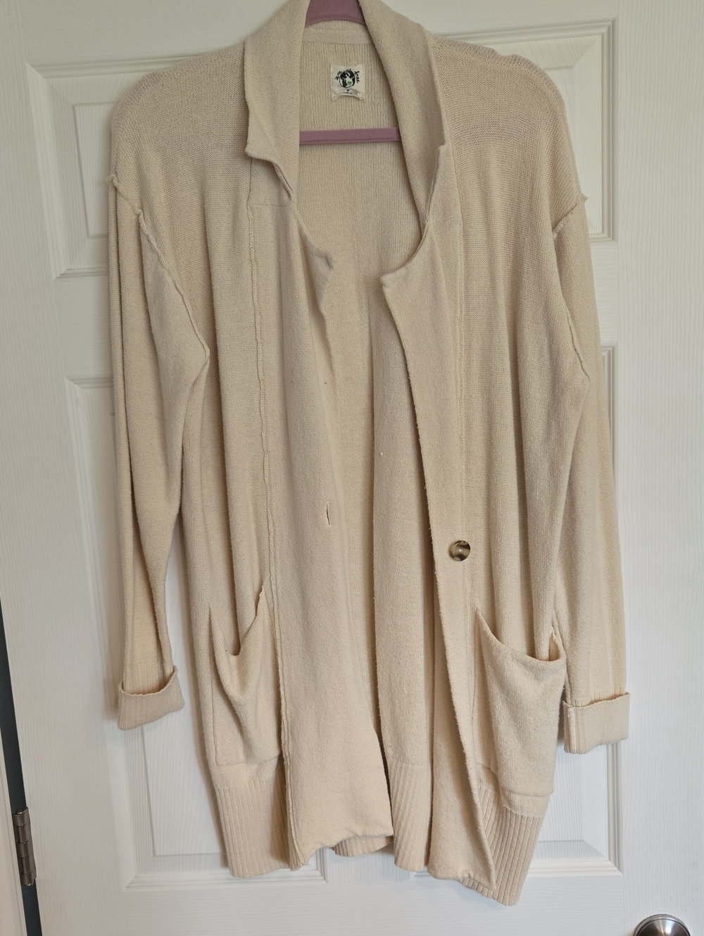 We The Feee Women's Cream Open-Front Cardigan Sweater Medium
